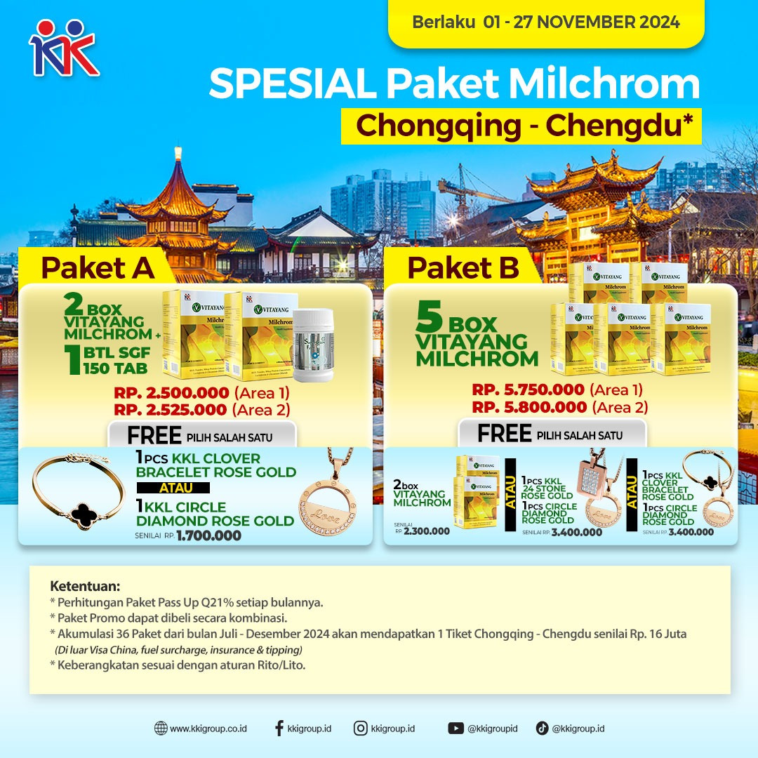 PROMO 2 BOX MILCHROM, 1 BTL SGF 50TAB, 1 KKL CLOVER 